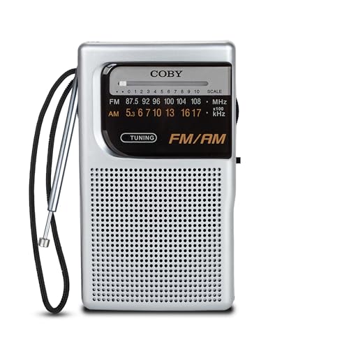 Image of Coby Portable AM /FM Radio - Retro Battery Operated Pocket Radio with Powerful Speakers, Long 800-Hour Battery, Clear Reception, Emergency & Travel Transistor Device for Home or Outdoors