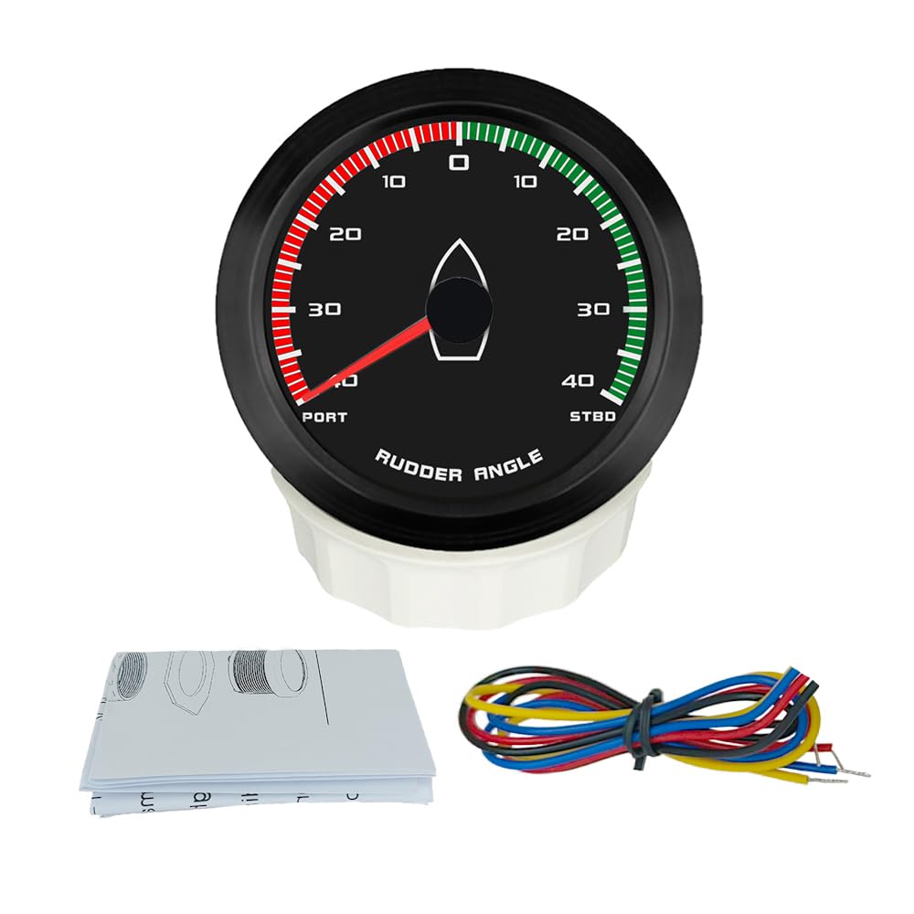 ELING 85 mm Ruderwinkelmessgerät, Anzeigemessgerät 0–190 Ohm mit passendem Sensor für Seeschiffe Yachten mit Hintergrundbeleuchtung 12 V 24 V