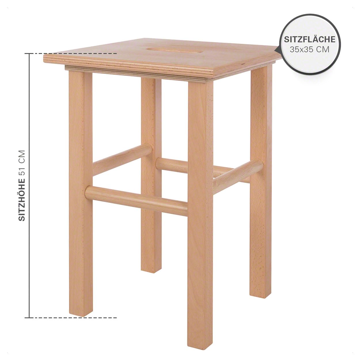 Sport-Tec Holzhocker aus Hartzholz, Arbeitshocker, Sitzhocker, Schemel, Kinderhocker
