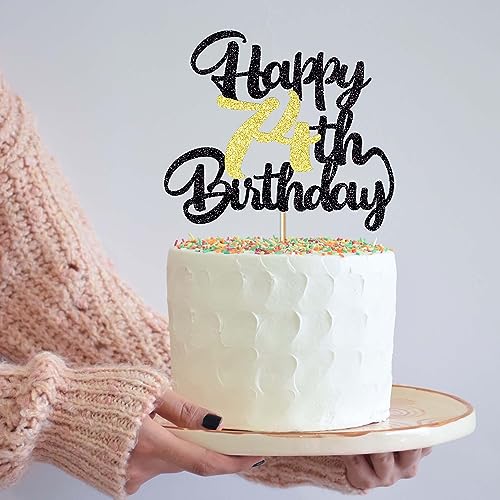 Image of Klionjor 74th Happy birthday cake topper happy birthday cake decoration 74th birthday party decoration gift plugin (74)