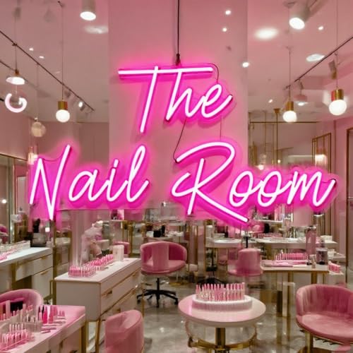 Image of Pink Nails Neon Sign for Wall Decor 15.8x8.7In | Dimmable Neon Nail Room Sign for Home Shop Spa Beauty Cosmetic Salon,Nail Room Decor Acessory,USB Powered