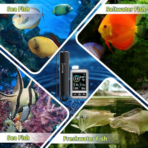 Image of Kactoily Smart Aquarium Monitor with WiFi, All-in-One Salinity Tester for Saltwater Aquarium, Water Tester for Fish Tank with Real-Time Alerts