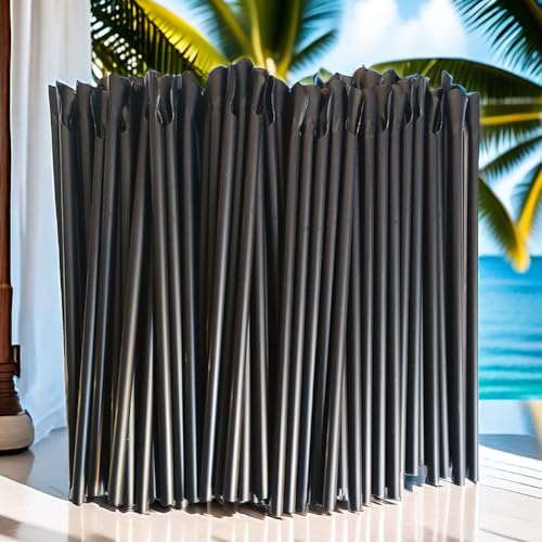 200 pitillos desechables negros con cuchara 20 cm miniatura 3