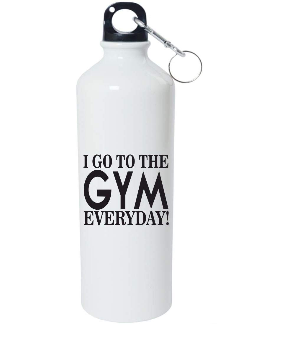 Crazy Sutra Classic Printed Gym Special Water Bottle/Sipper White - 600Ml [Sipper-IGoToTheGymEvryD1]-image-1