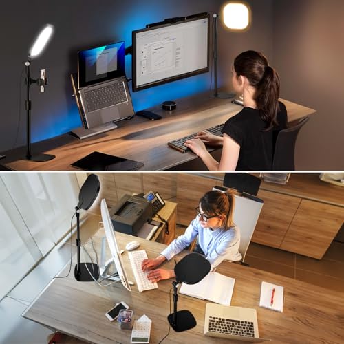 Image of Zoom Lighting for Computer, Adjustable Desk Lighting for Video Calls, 30 Light Modes Video Conference Light, Desk Ring Light with Stand for Webcam, Meetings, Live Stream, Home Office. CRI 97.8
