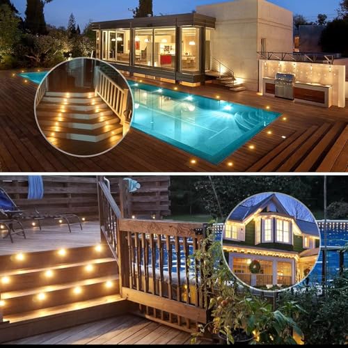 INDARUN Warm White Led Decking Lights Outdoor Waterproof IP67 Ø30MM 12V - Led Plinth Light Kits for Terrace/Patio/Path/Wall/Garden/Decoration, 10 Packs - Image 5