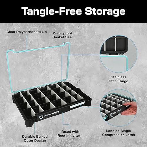 Image of Evolution Fishing BallistiX 3.7 Tackle Tray - Waterproof, Anti-Corrosion, Single Latch, Clear Polycarbonate Lid, Lure Box, Tackle Storage Box, Removable Dividers
