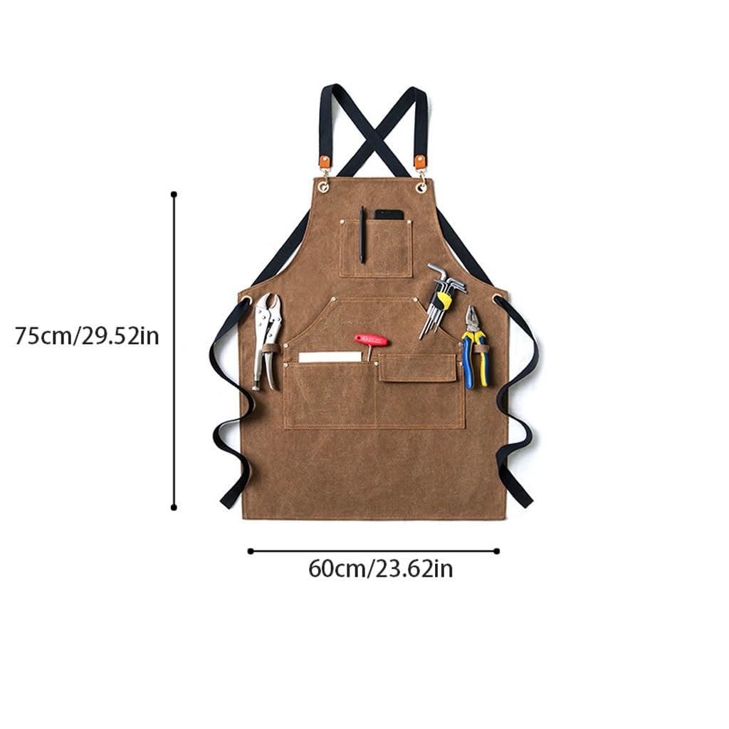 NEBE Delantal de camarero Delantal de lona a la moda for hombres y mujeres, jardinería, carpintería, cerámica hecha a mano, peluquería, manicura, pintura, ropa de trabajo Delantales Delantal
