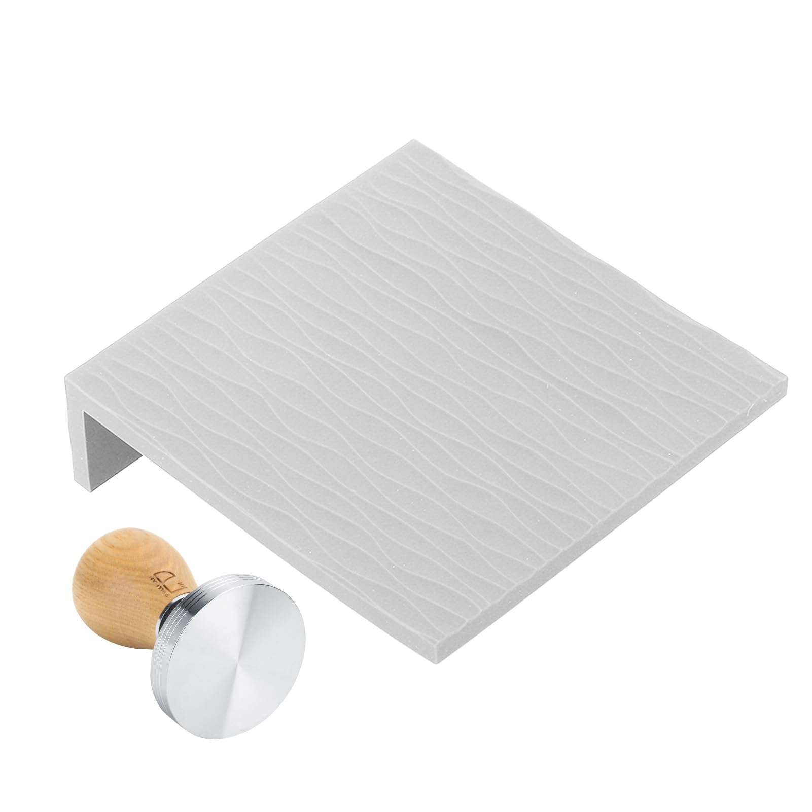 Juego de compactador de café de 58mm, mango de haya, martillo de café de acero inoxidable, Kit de tapete de apisonamiento en relieve para Baristas de café en casa (Gris)