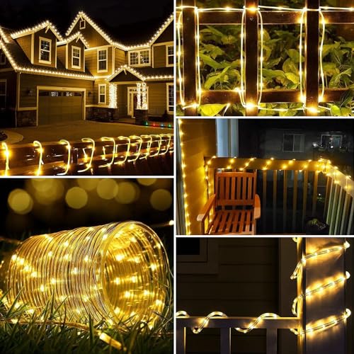 Liyade LED Lichterschlauch Aussen, 20m 200 LEDs Lichtschlauch Außen Innen, 8 Modi & Timer, IP65 Wasserfest Leuchtschlauch Led Schlauch Helligkeit dimmbar für Garten Fest Party Hochzeit (Warmweiß)