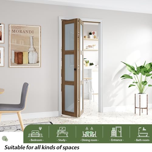 Image of FREDBECK Bifold Door for 32x80 Opening (Double 16x80),Glass Interior Doors
