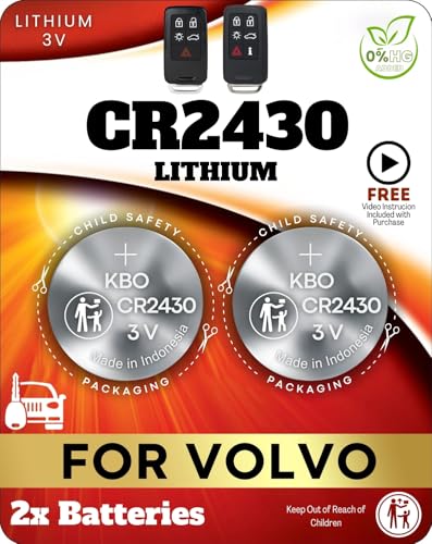 Key Fob Battery Replacement for Volvo (2-Pack) CR2430 - OEM-Grade Lithium Coin Cell - Remote Start Compatible - Easy Installation