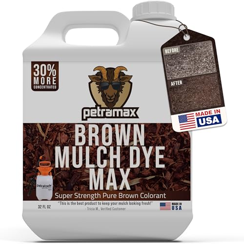 PETRAMAX Petra Brown Mulch Dye, 3,600 Sq Ft Coverage - Brown Mulch for Landscaping & Garden Beds, Wood Mulch Dye - 32 Oz