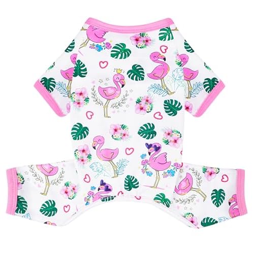 Dog Pajamas Summer Dog Clothes for Small Medium Dogs Boy Girl Doggy Pjs Cute Doggie Onesie Breathable Puppy Clothes Soft Stretchy Cat Pet Outfit (Pink, X-Small)
