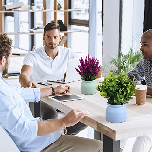 Cindeer 8 Pcs Large Artificial Potted Flowers Fake Potted Plants Plastic Faux Flowers for Home Decor Indoor Artificial Plants in Pots for Wedding Home Desk Tabletop Outdoor Office Kitchen