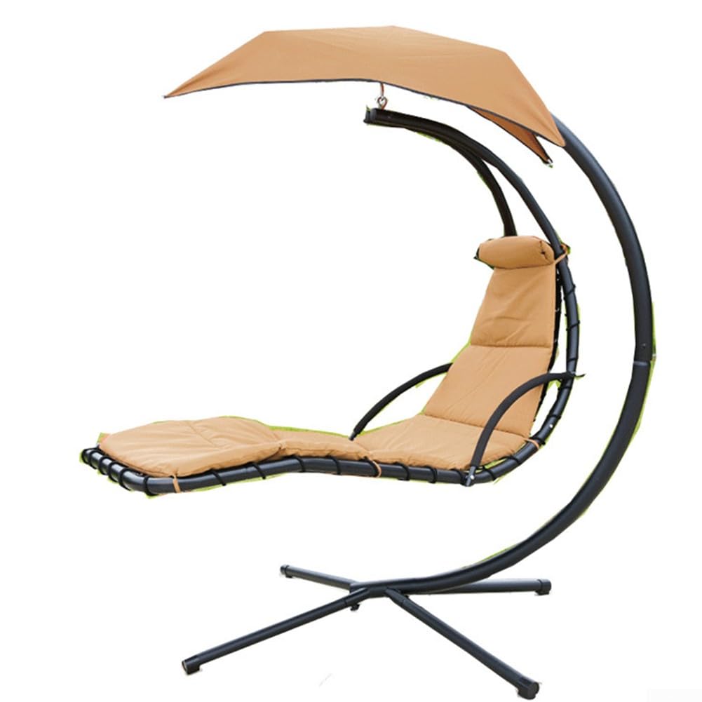 Set di Cuscini per Chaise Longue Sospesa, Copertura di Ricambio per Lettino da Esterno con Tessuto Ombrellone, Idrorepellente, per Cuscini da Patio per Dondolo Curvo a Sospensione, Beige Sedile e