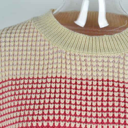 Women's Colorful Stripe Sweater 2023 Fall Long Sleeve Crew Neck Color Block Casual Knitted Pullover Tops4