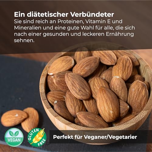 Mandeln 1 Kg I Mandeln geschält roh | Mandelkerne natürlichen Ursprungs | Ganz und ungesalzen | Gesund und nahrhaft | vegane und vegetarische I Almond I Mandeln Naturbelassen I Mandeln Ohne Schale.
