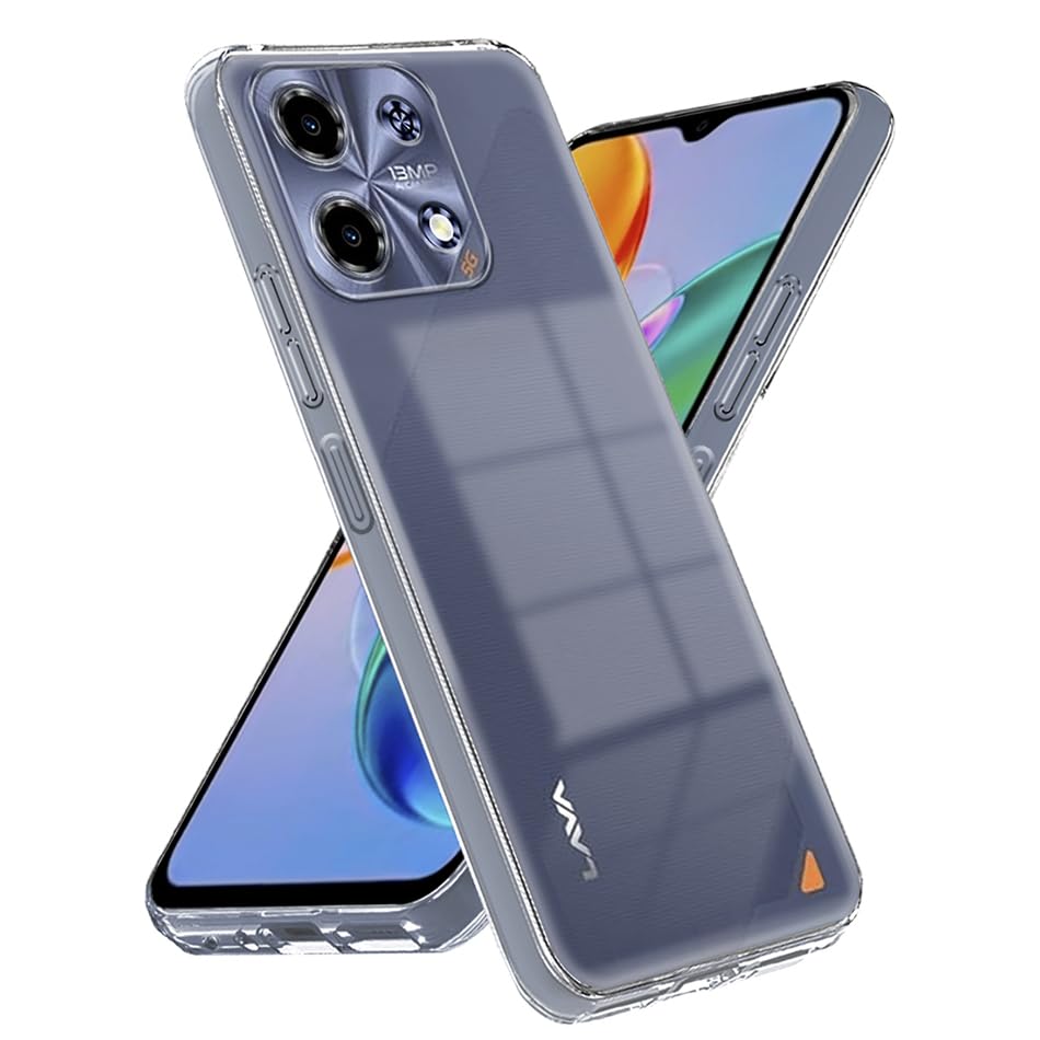 Image of Fashionury Shockproof Crystal Clear Back Cover for Lava Bold N2 5G | Transparent Back Case | Raised Bumps for Camera & Screen Protection for Lava Bold N2 5G