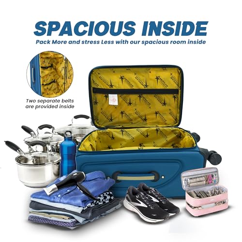 Image of AMERICAN TRAVELLER Embossed Trolley Bag | Travel Suitcase Luggage | Cabin, Medium, Large, 18% Expandable, 360 Dual Disc Spinner Wheels, Lock & Telescopic Handle