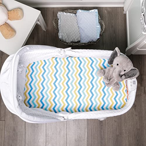 2-Pack Bassinet Sheets - 100% Cotton Jersey Knit Cars And Chevron Bassinet Mattress Pad Fitted Sheets For Baby Boy; Compatible With Bassinet Bedside Co-Sleeper Lounger Brands; Oval Rectangle Mattress #TOP6
