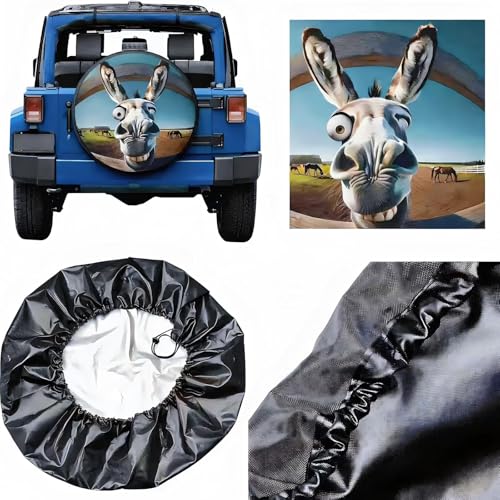 Image of Spare tire Cover 14 inch,RV Spare tire Wheel Covers for Camper Trailers Wheel Protectors Weatherproof Covers Waterproof Universal Fit for Trailer Rv SUV Truck Camper Travel Trailers Funny Donkey