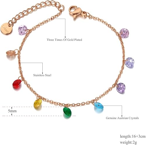 Miniatura 2 de Gargantilla bohemia de acero inoxidable de colores con circonita cúbica y arco iris para mujer, delicada cadena de oro de 14 quilates con cuentas de