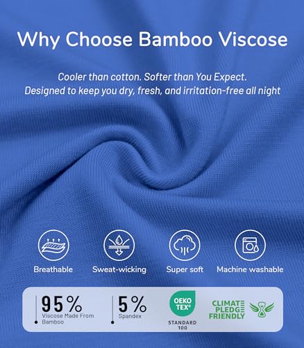 Image of NACHILA Women's Bamboo Viscose Pajama Sets Summer Cooling Short Sleeve Capri Soft Pjs Night Sweats Moisture Wicking Sleepwear
