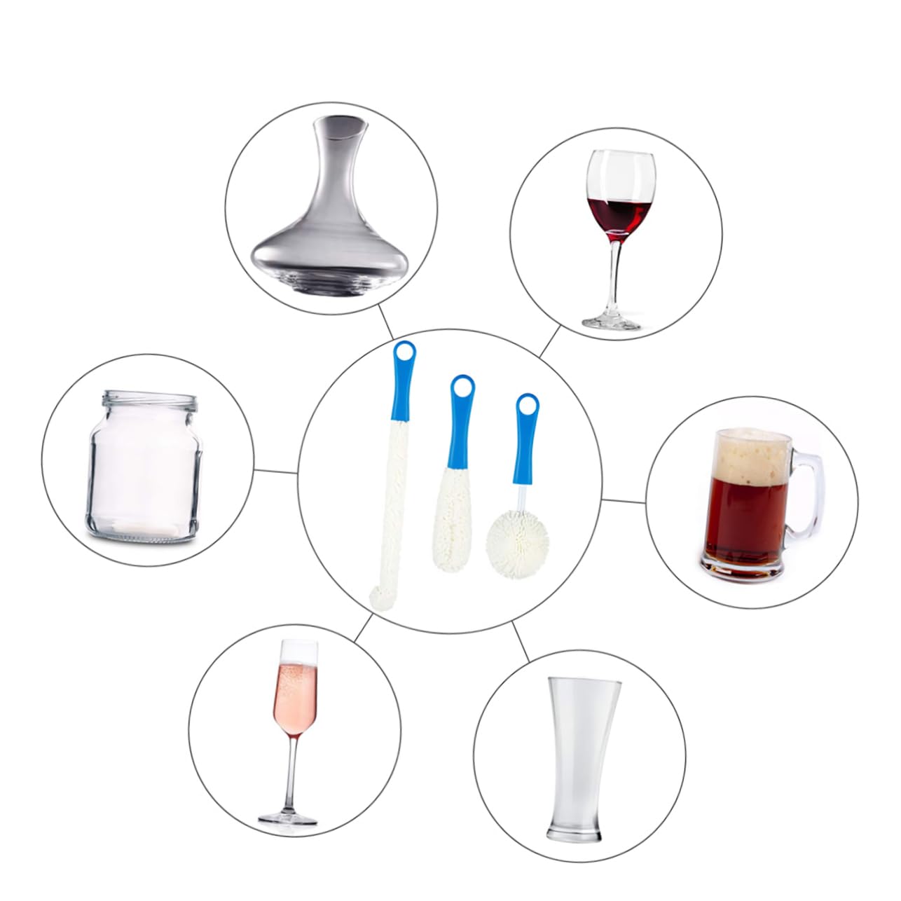 FRCOLOR 9pezzi Spazzolino Flessibile Per Bottiglie Per e Decanter Per Facili Usare e Versatili