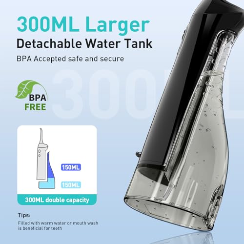 Coslus COSLUS-56+5 Water Dental Flosser Teeth Pick: Portable Cordless Oral Irrigator 300Ml Rechargeable Travel Irrigation Cleaner Ipx7 Waterproof Electric Waterflosser Flossing Machine thumb #2