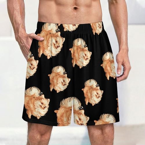 Pomeranian Erman Spitz Dog Men's Pajama Shorts Drawstring Pajama Pants Loungewear Pj Bottoms with Pockets2