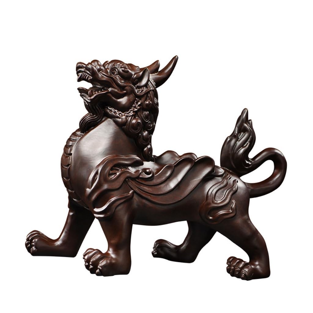 ATREDESES Office Decor Wood Carving Ornaments Brave Solid Wood Head Carving Home Xuan Gong Living Room Bookshelf Office Company Decorative Crafts Home Decor(15.74in)