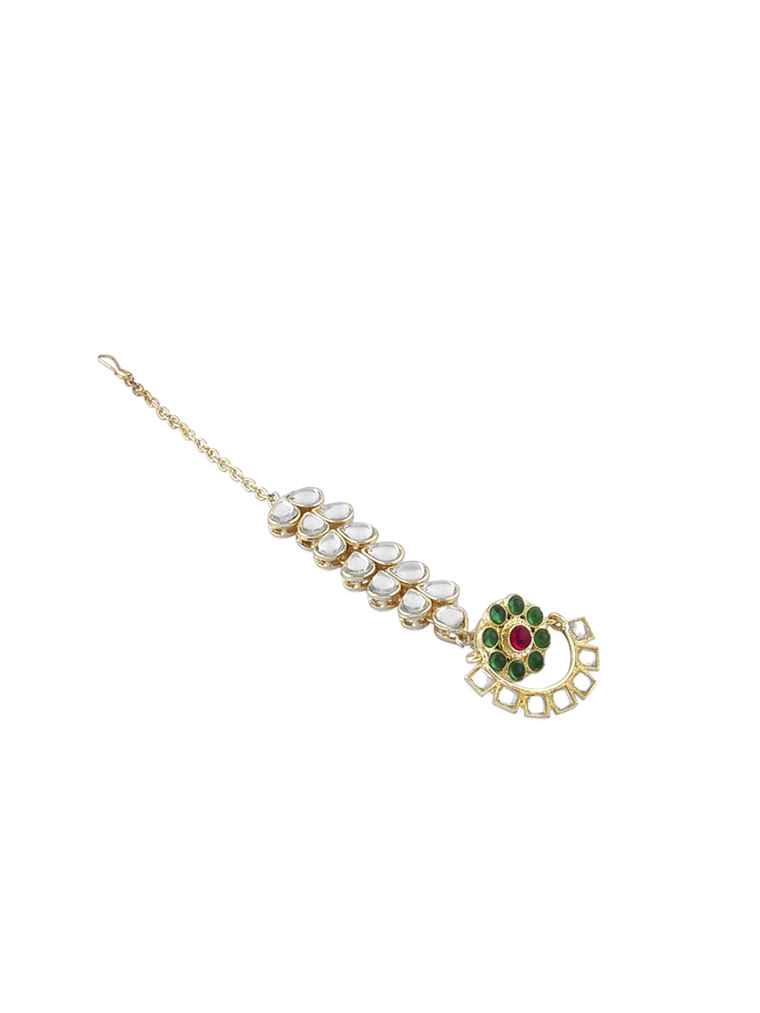 Zaveri Pearls Green Stones Ethnic Kundan Borla Maangtikka For Women-ZPFK15355 (B0BRNJ94GM) Amazon Price History, Amazon Price Tracker