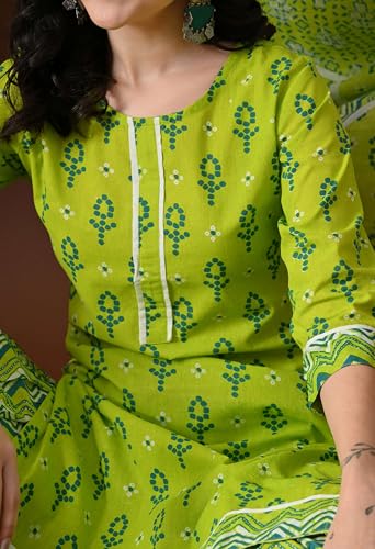 Image of Amazon Brand - Tavasya Women's Cotton Printed Kurta Set with Dupatta and Straight Pants | Salwar Suit | Ethnic Wear for Festive, Casual & Office Use
