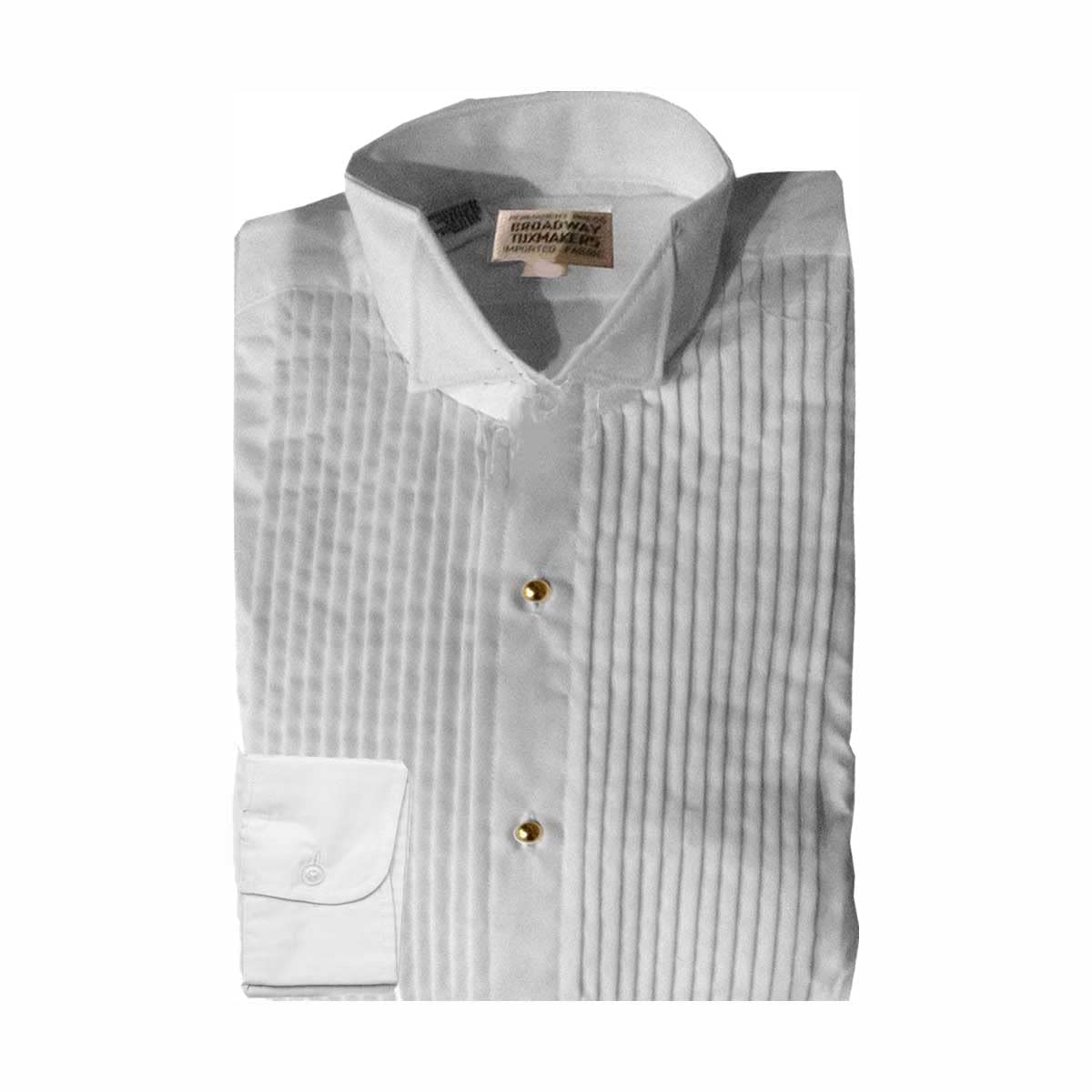 Young Womens Tailored Tuxedo Shirt, Slim Fit, Wing Collar, 1/4" Pleats (8 (Neck 12½" Bust 31½")) White