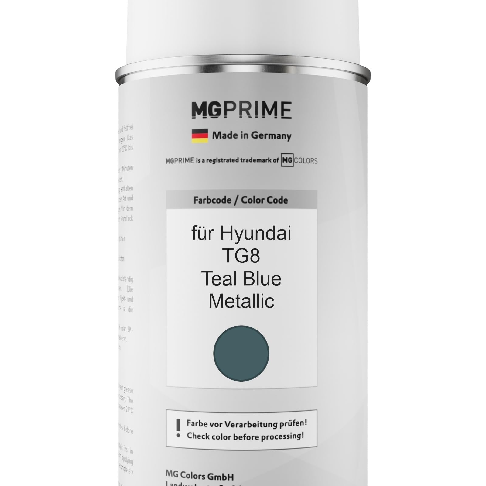 Kit Vernice Spray MG PRIME Per Hyundai TG8 Teal Blue Metallic | 400ml Base + 400ml Trasparente Lucido | Adatto Per I30, Kona, Tucson, Santa Fe E Altri | Made In Germany
