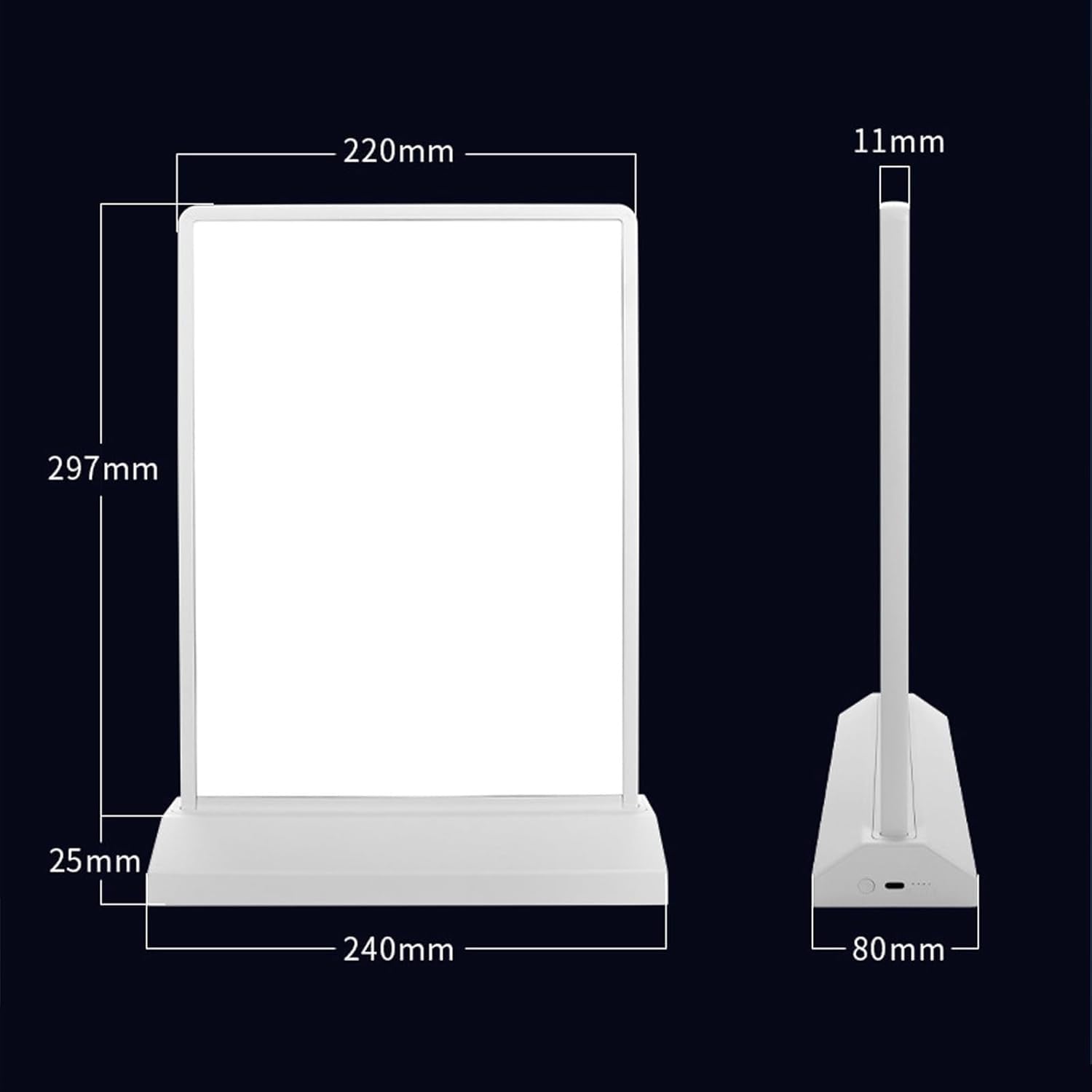 Display For Segnaletica Digitale, Pannello Luminoso LED Ricaricabile A4/A5, Espositore For Menu Da Tavolo, Espositore For Poster Illuminato Bifacciale, For Ristoranti, Bar, Negozi, Caffè(Black,A4)