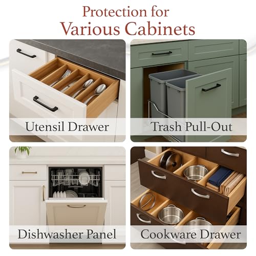 Image of Cabinet Hero 4-Pack 13 /16 inch Thick, 24 inch Length Slimline Cabinet Edge Protector - Durable Slip-On Plastic Door & Drawer Edge Guard - Prevents Shelves for Wear, Bumps, Discoloration & Damage - White