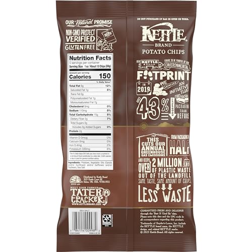 Image of Kettle Brand Potato Chips, Sea Salt, 5 Ounce (Pack of 8)