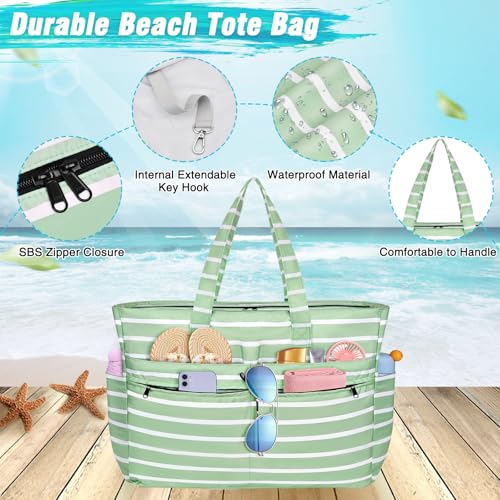Image of HUANLANG Extra Large Beach Bag Waterproof Beach Totes Bags for Women Men,Pool Bag with Zipper Wet Pocket