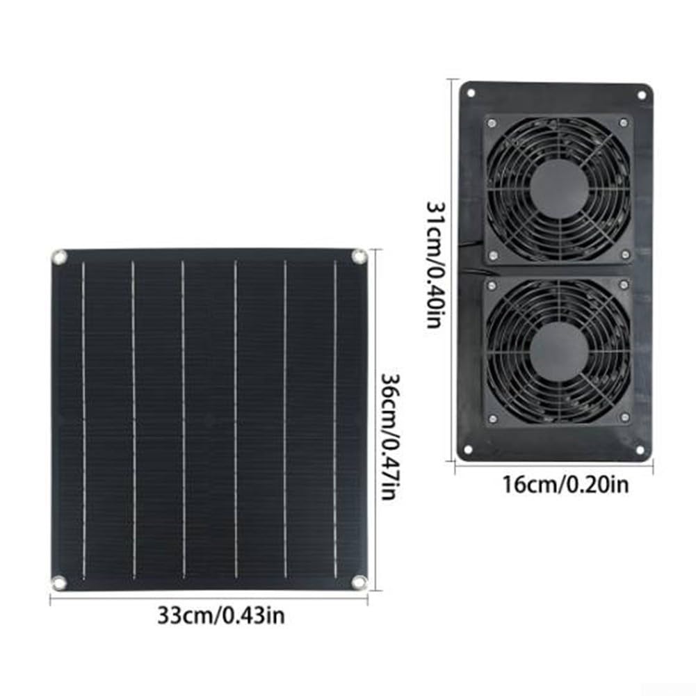 Ventola di scarico solare doppia da 25 W per circolazione dell'aria esterna con design resistente alle intemperie IP65 per capannoni da giardino, serre e camper