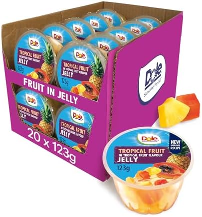 DOLE Tropical Fruit in Jelly, 20 Pots, Jelly with Real Fruit Pieces