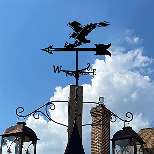 Varaka Weather Vane Bald Eagle And Rabbit Weathervane Garden Durable Stainless Steel Weathercock Wind Direction Indicator For Outdoor Roof Mount Yard #TOP1