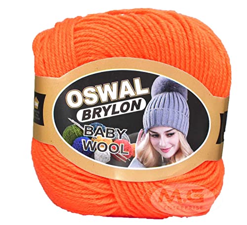 Image of OSWAL 100% Acrylic Wool Orange 8 GMS Wool 4 ply Wool Ball Hand Knitting Wool /Art Craft Soft Fingering Crochet Hook Yarn- Art-AECJ
