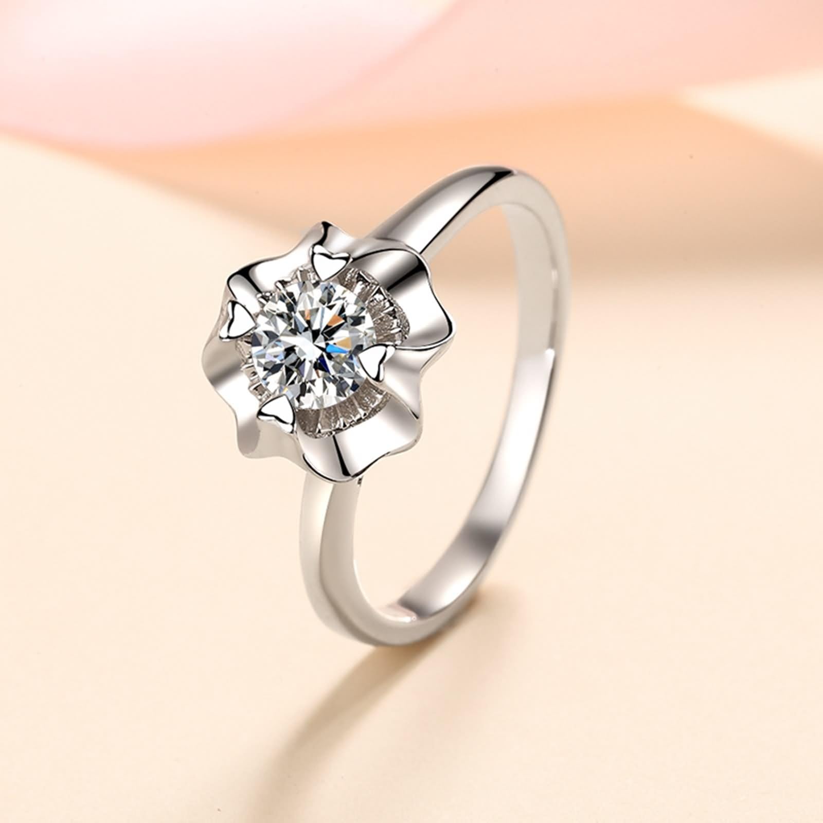Anello da donna con dito medio, in oro bianco 925