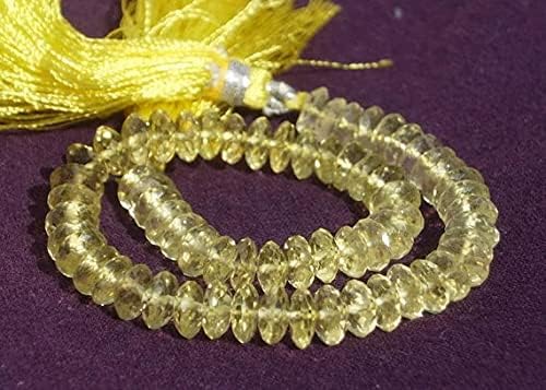 Perles quartz citron 6mm facettées pierre naturelle LKBEADS fil 8" AAA - 5