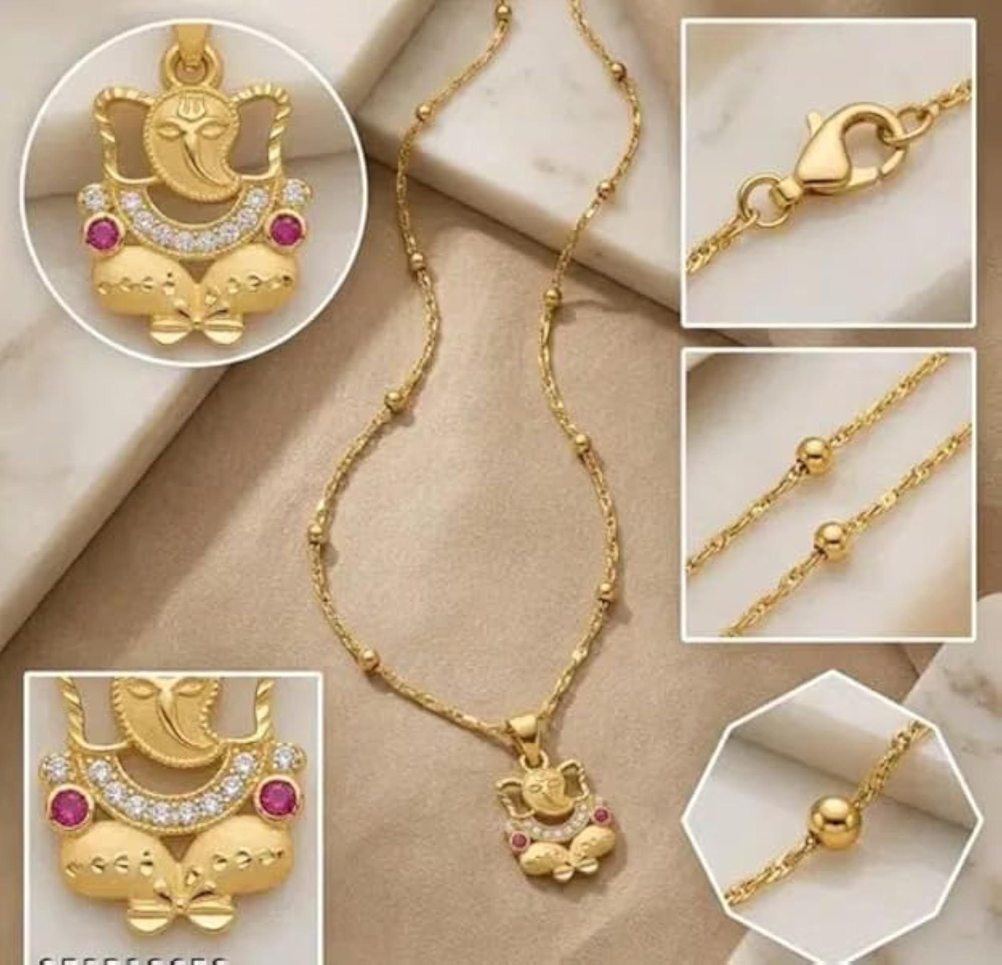 18 Inch Plated Ganpati Pendant Chain Necklace