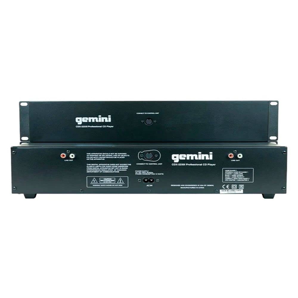 Gemini Sound CDX-2250i – Equipement DJ professionnel rackable 2U avec contrôle Audio Pitch, Lecteur CD multimédia compatible avec CD audio, CD-R et MP3 sur supports USB