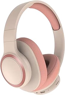Fiauli Noise Cancelling Headphone,Stereo HiFi Sound Wireless Over Ear Bluetooth Headphones,Foldable Bluetooth 5.1 Wireless Headset With Mic,10H Playtime,Type-C for Sport Gaming Pink