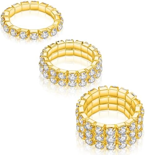 TWSIT Bague Extensible En Strass Cristal Scintillant, 1 à 4 Rangées, 4